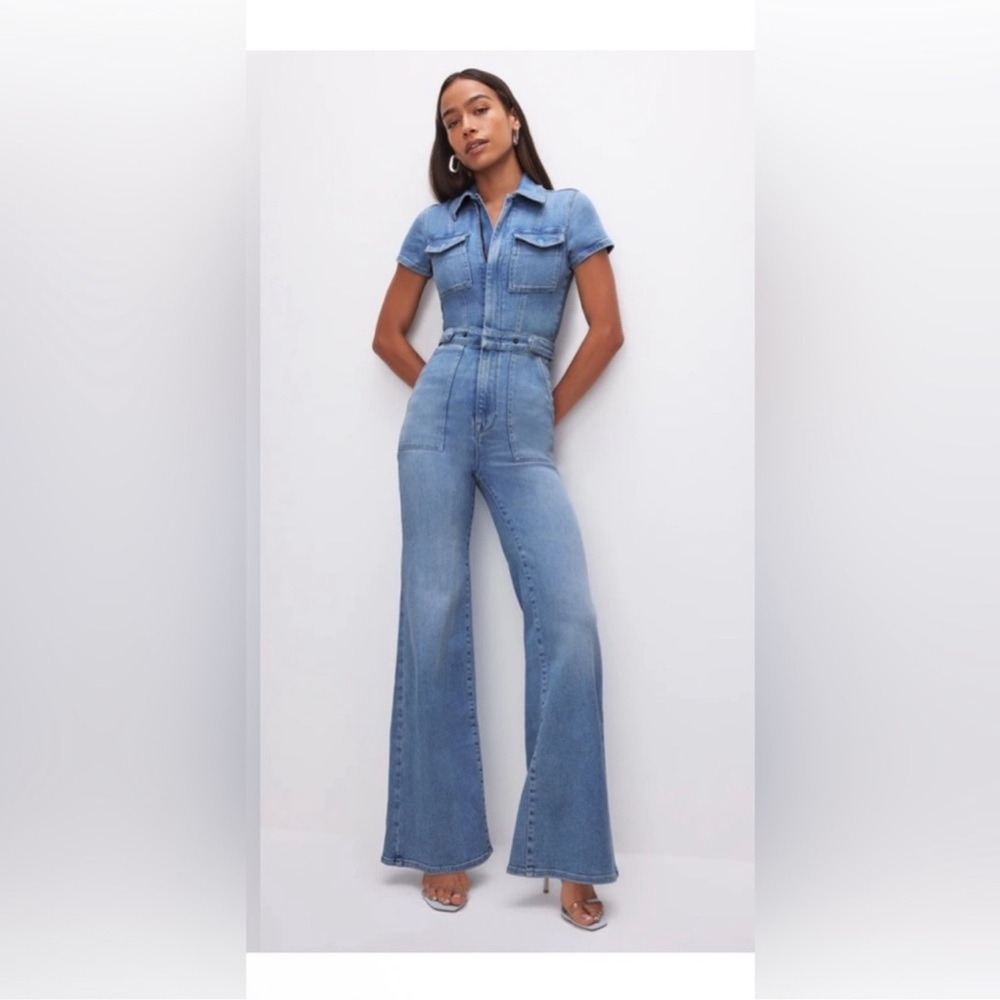 Good American Light Blue Denim jumpsuit